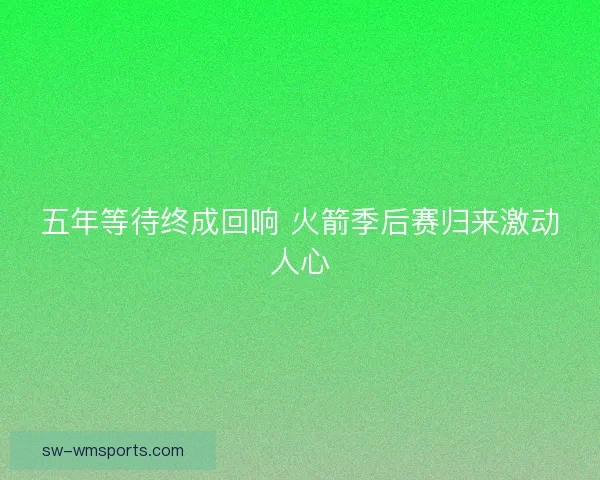 五年等待终成回响 火箭季后赛归来激动人心